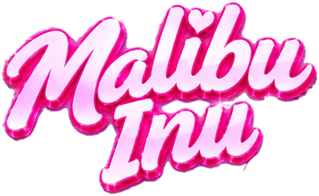 The Malibu Inu script logo in pink on a transparent background