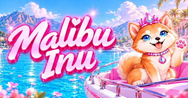 Malibu Inu link preview card: the logo and the mascot waving from a pink boat